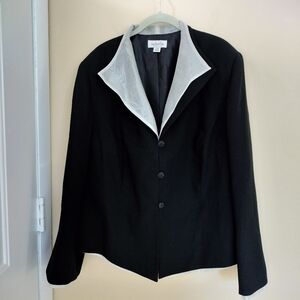 Isabella Womens Black White Blazer Classic Jacket 22W Figure Flattering Wedding